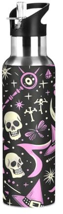 Waassud Borraccia termica in acciaio inox con cannuccia, per sport, bici, 32 once