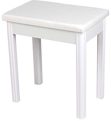 Solid Wood Frame White Soft Leather Piano Bench Durable Easy to Clean Single Keyboard Bench