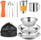 CEWROM Set de couverts de camping pour 2 personnes, 12 pièces, en acier inoxydable, couverts de camping, couverts de voyage en acier inoxydable avec couteau, fourchette, orange