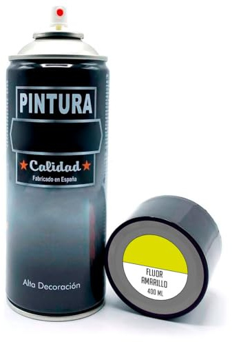 AC - Bote de Pintura en Spray - Fabricado en España - Ideal para cualquier superficie, Madera, Metal, Cartón, Piedra o Cerámica - Capacidad de 400 ML - Color Amarillo Fluor