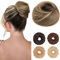 Benehair Haarteil Mit Gummiband Dutt Haarteil Haargummi Mit Haaren Synthetisch Haarverlängerung Haardutt Messy Bun für Damen Mädchen(Braun & Blond, 55g)