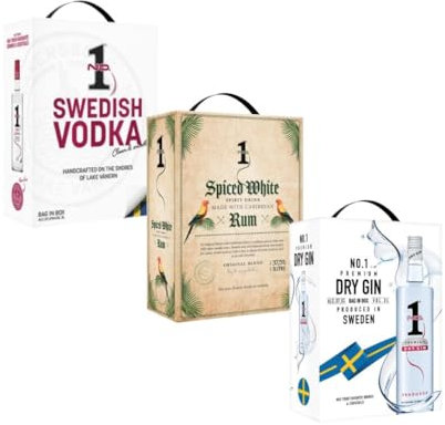 No.1 Spirituosen-Mixpaket – 3L Vodka, 3L Weißer Rum & 3L Gin in Bag-in-Box – Perfekt für Bars, Clubs & Events – Hochwertiger Geschmack aus Skandinavien