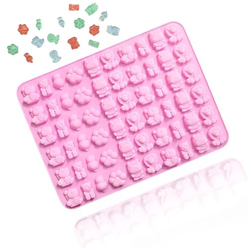 KUMSODE 1 Piezas Moldes para Gominolas, Moldes De Silicona Para Caramelos, Molde de Silicona con Diseño Ositos de Goma Moldes de Silicona para Gominolas de Corazón para Chocolates