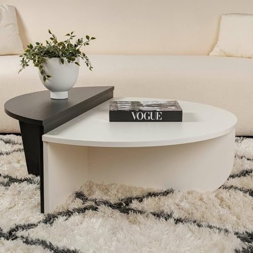 Dmora Couchtisch Feglino 90x60x35 cm Weiß Fantasieform