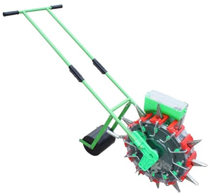 Garten-Mais-Sämaschine zum Schieben, Saatgut-Sämaschine und Dünger-Applikator, Rasen- und Gartenstreuer, tragbare Hand-Sämaschine zum Schieben, Hand-Saatgut-Streuer und Dünger-Applikator, 12 Öffnung
