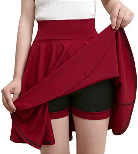 Jupe Short Femme Taille Haute- Jupe Plissée Couleur Unie Sport 2 en 1 Classiques Fluide Élasticité Comfortable Simple Comfortable Chic Et Élégants De Tous Les Jours Casual De Jogging Skirt
