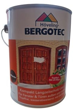 Höveling BERGOTEC Kompakt Holzlasur, Palisander, 2,5 L, UV-Filter, Innen und Außen, Tropffrei