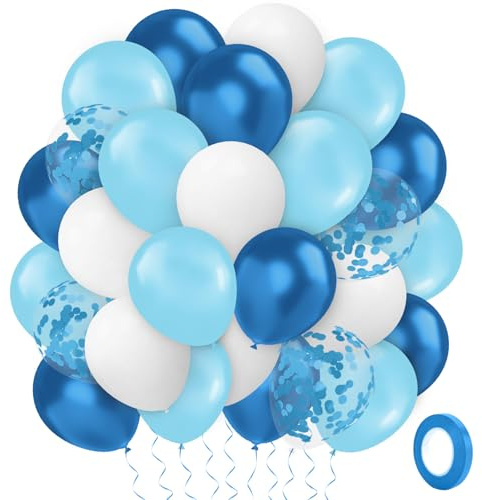 Luftballons Blau Weiss 60 Stück 12 Zoll Konfetti Ballons Staubblau Geburtstagsdeko Mann Geburtstagsdeko Blau Babyparty Dekoration Partydeko Hochzeitsdeko Graduation Deko Taufe Deko Junge Graduation