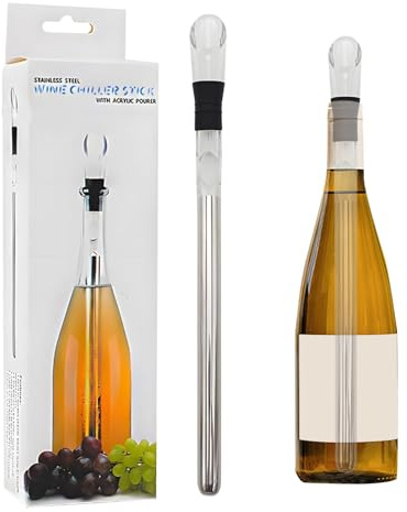 Wine Chiller Stick - Red Wine Cooler, Stainless Steel Rod, Rapid Temperature Cooling, Authentic Chill Pour Stopper, Premium Accessory, Compact Bar Tool for Home Party Kitchen