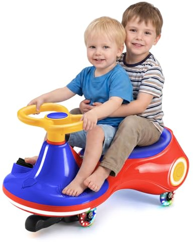 DollarDash 12V Electric Wiggle Car for Kids, 3-in-1 Ride on Toy with Pedal, Wiggle Scooter with Flashing Wheels, Easy Assembly Swing Vehicle with Rechargeable Battery for Toddlers Ages 3+, 30-70kg