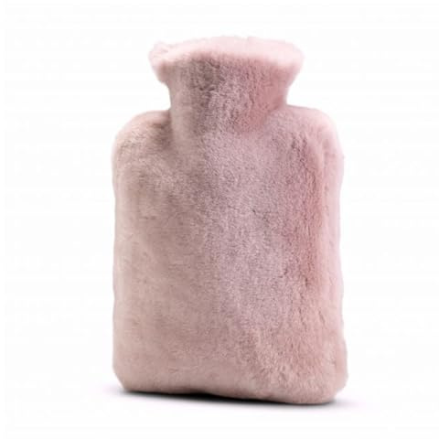 Hot Water Bottle Cover – Genuine Soft Sheepskin Shorn Wool Plush Insulated Cosy Sleeve with Zip Closure - Natural Wool Heat Retention Protector for Home Comfort & Winter Warmth (Fawn, Large)