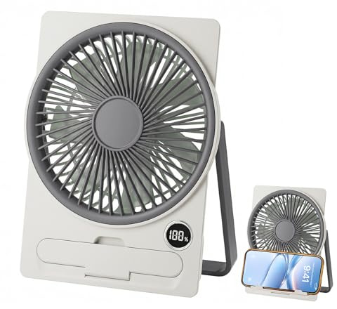 AHYDFSR Ventilador de Mesa, Ventilador Portátil USB Silencioso, 3 Velocidades, con Luz LED, Mini Ventiladores de Mesa, Ventilador Silencioso, para Tienda, Viaje, Exterior, Dormitorio(Gris)