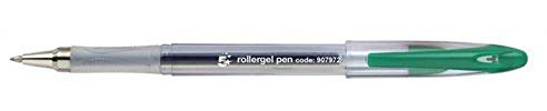 5 Star Roller Gel Pen Clear Barrel 1.0mm Tip 0.5mm Line Gree, 12 Count (Pack of 1)