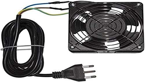 LINK ventola LKFAN220 12,5X12X4 cm 220 volt con cavo 2 metri spina italiana tripolare 10A e griglia di protezione in metallo colore nero