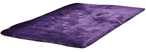 HotYou Faux Lammfell Faux Schaffell Teppich, Super Flauschig Weiche Nachahmung Wolle Teppich Longhair Fell Optik Gemütliches Schaffell Bettvorleger Sofa Matte,Lila,40 * 40CM