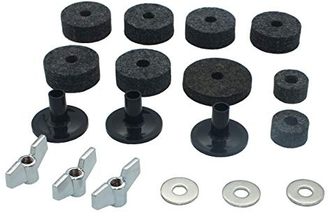 18 Pieces Cymbal Replacement Accessories Cymbal Felts Hi-Hat Clutch Felt Hi Hat Cup Cymbal Stand Sleeves Cymbal Felts with Cymbal Washer & Base Wing Nuts