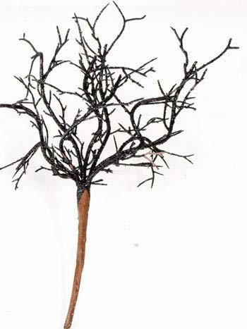 artplants.de Kunst Koralle Spunky auf Steckstab, Glitzer, schwarz, 20cm - Zweig künstlich