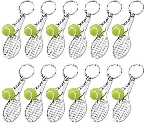 MengH-SHOP Sport Schlüsselanhänger Mini Tennisschläger Schlüsselanhänger Metall Tennis Schläger Schlüsselring für Tennisliebhaber 12 Stück