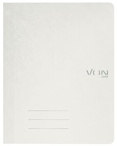 VON Leitz 10er Pack Schnellhefter A4, Karton, Mit Heftmechanik, Für 250 Blatt, Mit Soft Cover, Für Schule, Studium & Haushalt, Weiß, 30130001