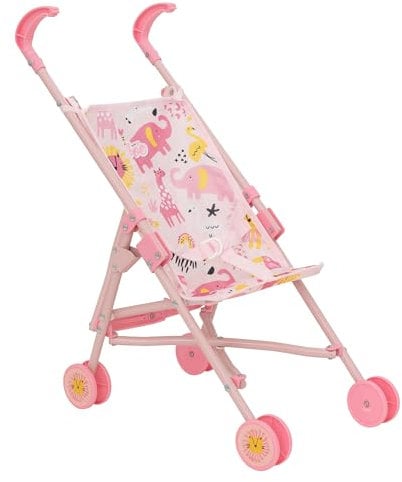 BabyBoo Puppenwagen Blau Kätzchen | Leichter Puppen-Buggy mit Schirmfaltfunktion | Puppen-Kinderwagen Spielzeug für Jungen & Mädchen (Dschungel-Druck)