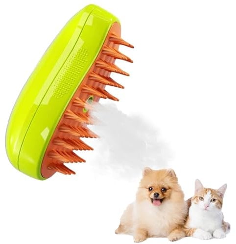 Steamy Cat Brush, 3 In1 Cat Steam Brush Pet Hair Cleaner Brush Self Cleaning Steam Brush Cat Steamer Brush Massage Cat Hair Brush for Removing Tangled Loosse Hair for Home (A)