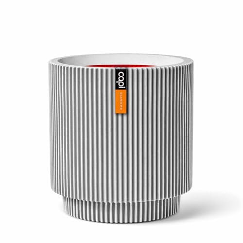 Capi Europe - Vase Cylindre Groove NL - 35x38 - Ivoire - Ouverture Ø29 - Pot pour Une Utilisation à l'intérieur et à l'extérieur - Incassable - 100% Recyclable - KGVI882