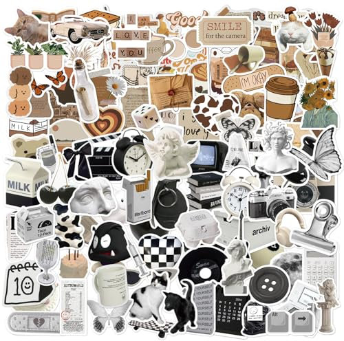 121 Pezzi Adesivi Vintage,Adesivi Decorativi Scrapbooking,Adesivi Vintage Aesthetic Stickers,Sticker Aesthetic,per Bottiglia D'acqua, Laptop, Album di Ritagli, Diario