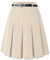 SANGTREE Knielanger Faltenrock für Damen, Beige, 2 Taschen, A-Linien-Rock mit Gürtelschlaufen, Sommeruniform, kurz, elegant, lässiger Rock, mittellang, Beige, Größe XL