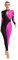 CHICTRY Gymnastikanzug Damen Ganzkörper Langarm Tanzanzug Strass Glitzer Tanzbody Farbblock Patchwork Trikot Leotard Mit Cut Out Dancewear Hot Pink S