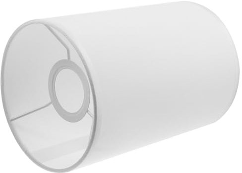 Ciieeo Pantalla de Lámpara de Lino Natural E27 Pantalla Luz Cilíndrica Tambor Cubierta Lámpara con Clip para Mesa Luz Colgante Suelo Blanca