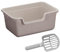 Baoblaze Open Litter Box Sifting Litter Tray Cat Toilet Easy to Clean High Sided Large Space with Scoop for Indoor Cats Lowered Front, grey