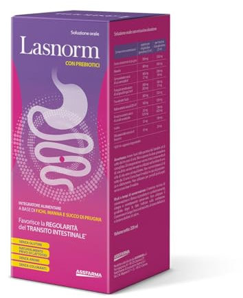 Lasnorm integratore alimentare con prebiotici per regolarità intestinale e stitichezza 220 ml