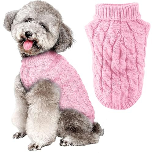 FWLWTWSS Hundepullover, Winter Warmer Hundepullover Kleine Hunde Rollkragen Strickpullover Hunde Pullover Weich Hundekleidung Hundepulli Hund Kleidung für Kleine Mittelgroße Hunde und Katzen 2X-Large