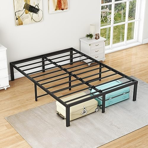 MOFLUT Metall Bett 120x200, Einzelbett Einzelbetten mit Stauraum Unter Bett (Betten 120x200cm, Schwarz)