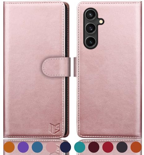 SUANPOT compatible with Samsung Galaxy A16 5G case with [RFID Blocking][Credit Card Holder],PU Leather Flip Book Protective Cover Women Men for Samsung A16 Phone case Rose Gold