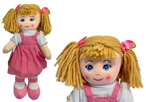 Generisch Lily Stoffpuppe, groß, 40 cm, aus Stoff, Puppe mit Zöpfen und Kleid, weich und sicher, Puppe mit Zöpfen aus Wolle, zufällige Farbe