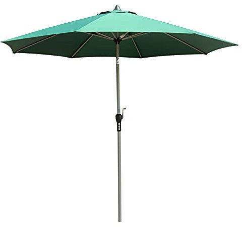 CRBUDY Gartensonnenschirm, großer wasserdichter Terrassenschirm, 2,7 m/9 Fuß Outdoor-Markttischschirm mit Knopfneigung und Kurbel, runde Markise für Pool/Strand/Garten (grün)