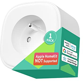 meross Prise Connectée (FR), 16A Prise WiFi Compatible avec Alexa et Google Home, Prise Intelligente avec Suivi de Consommation, Commande Vocale et Contrôle à Distance