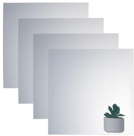 nbeads 4 Stück Zwei Wege Spiegelglas, 30x30cm Acryl Durchsichtigen Spiegel Blatt Für Make Up DIY Magie Projekt Kunst Display Viereck Silbern Silberfarbig