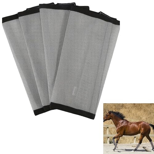 Smaoqingji Guêtres Anti Mouches pour Chevaux - Lot de 4, Gris, Guêtreser Pourung Cheval, Adaptées pour Protéger Les Pattes des Chevaux Contre Les Mouches, Moustiques et Autres Insectes Nuisibles