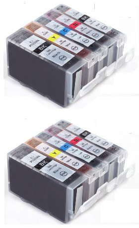 Replacement CLI521, PGI520, WITH CHIP - Multipack x2 Sets of 5 Compatible with Printer Ink Cartridges for PIXMA iP3600 iP4600, iP4700, MP540, MP550, MP560, MP620, MP630, MP640, MP980, MP990, MX860 Printer Inks - (Contains: 2x PGI-520BK, 2x CLI-521BK, 2x CLI-521C, 2x CLI-521Y, 2x CLI-521M)