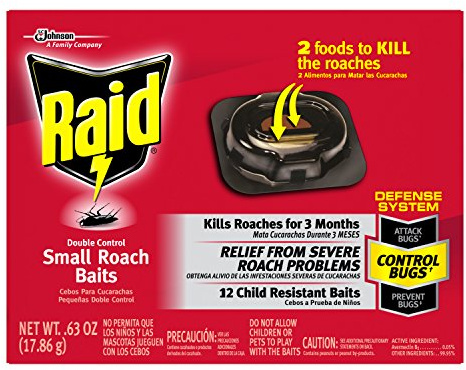 Raid Double Control Small Roach Baits, Child Resistant, For Indoor Use, Kills Roaches for 3 Months, 12 Count