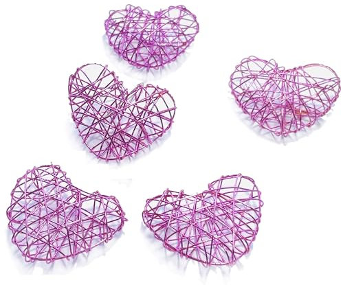 Drahtherzen (3D) Drahtherz. Ca 45 mm. 5 Stück. Farbe: Rosa, PINK