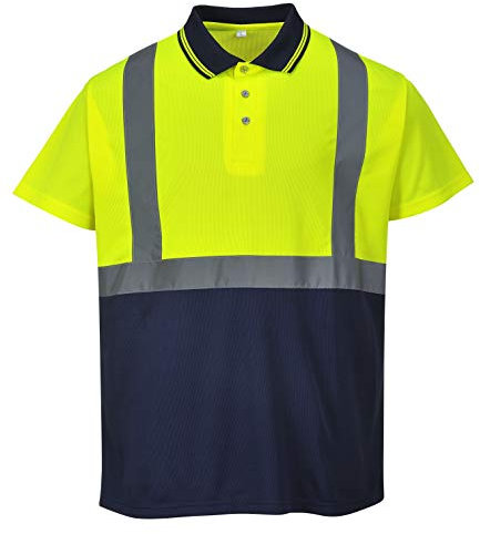 Portwest S479YNRXXL Polo Maniche Corte ad Alta Visibilità, Giallo/Navy, XXL