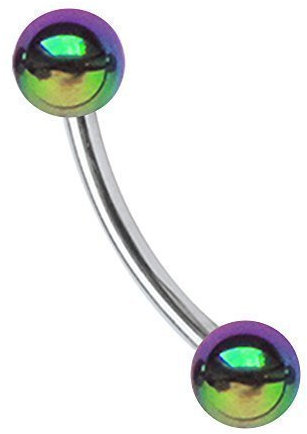 Modern Nature Piercing-Schmuck Intimpiercing Titan Banane 1,2 x 14 mm + 2 Stahl Kugeln verlaufend eloxiert in 3 mm