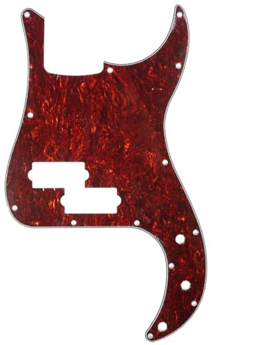 Musiclily 13 Löcher Precision Bass Pickguard P-Bass Schlagbrett für 4-Saiter Fender American/Mexican Standard Precision Bass,4 lagig Red Tortoise
