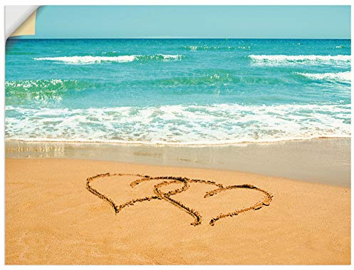 ARTland Wanddeko Wandtattoo selbstklebende Vinylfolie Strand Meer Küste Herzen Urlaub Liebe Südsee T5OB