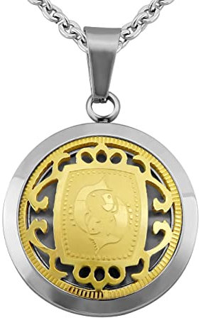 Hanessa Personalisierte Kette mit Gravur Edelstahl 50 cm mit Anhänger Sternzeichen Fisch in gold - Personalisierte Halskette für Männer und Frauen - Personalisierter Schmuck Damen Herren