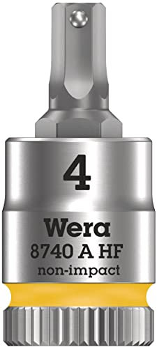 Wera 05003333001 8740 A HF Zyklop Bitnuss mit 1/4-Antrieb mit Haltefunktion, 4.0 x 28 mm, Gelb