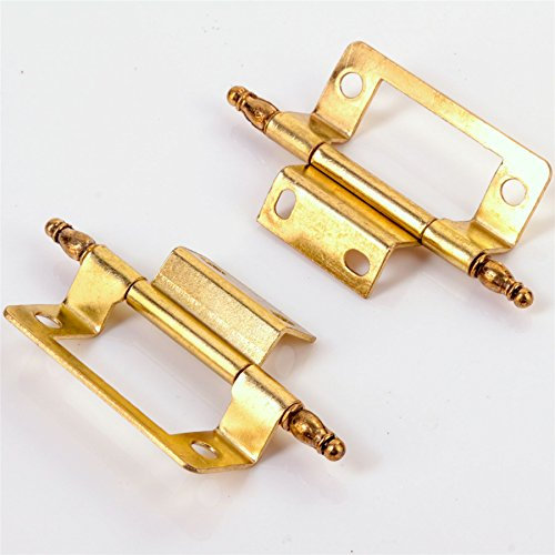 10x Pairs of Brass Flush Double Cranked Finial Hinges - 50mm/2 - Kitchen Cabinet/Cupboard Hinges